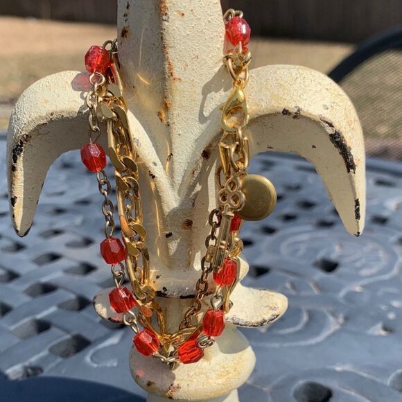 Hand Crafted Gold Rosary Chain Bracelet - Picture 1 of 3